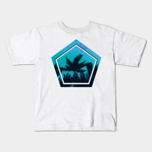 Beach palms ocean on a geometric shape Kids T-Shirt